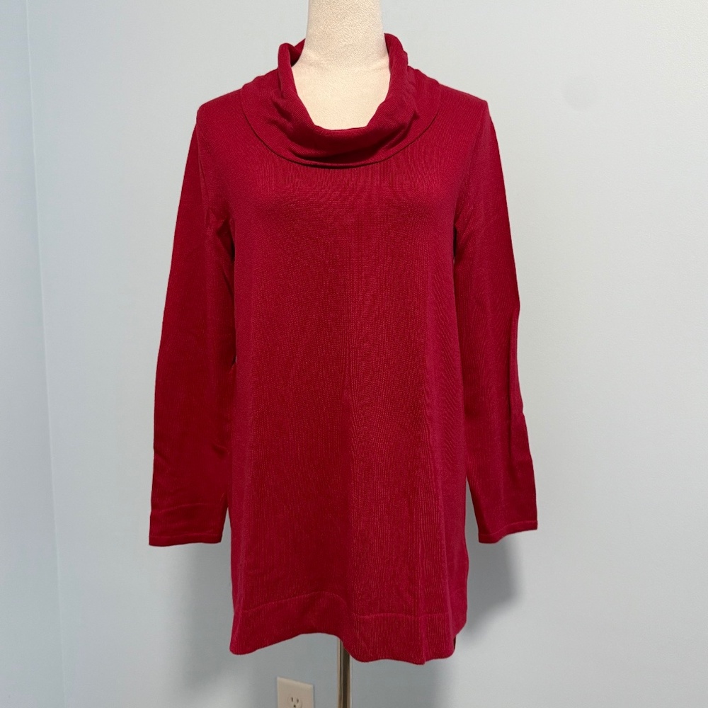 J Jill Cowl Neck Cotton Blend Red Sweater Size S‎